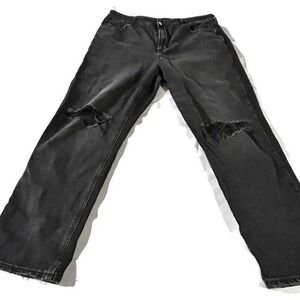 American Eagle Jeans Women's Size 14 Black Distressed STRIGID Real Good Jeans